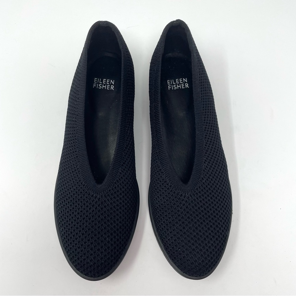 EILEEN FISHER Heaven Stretch Knit Wedge Ballet Flat in Black Size 7 - Picture 2 of 7